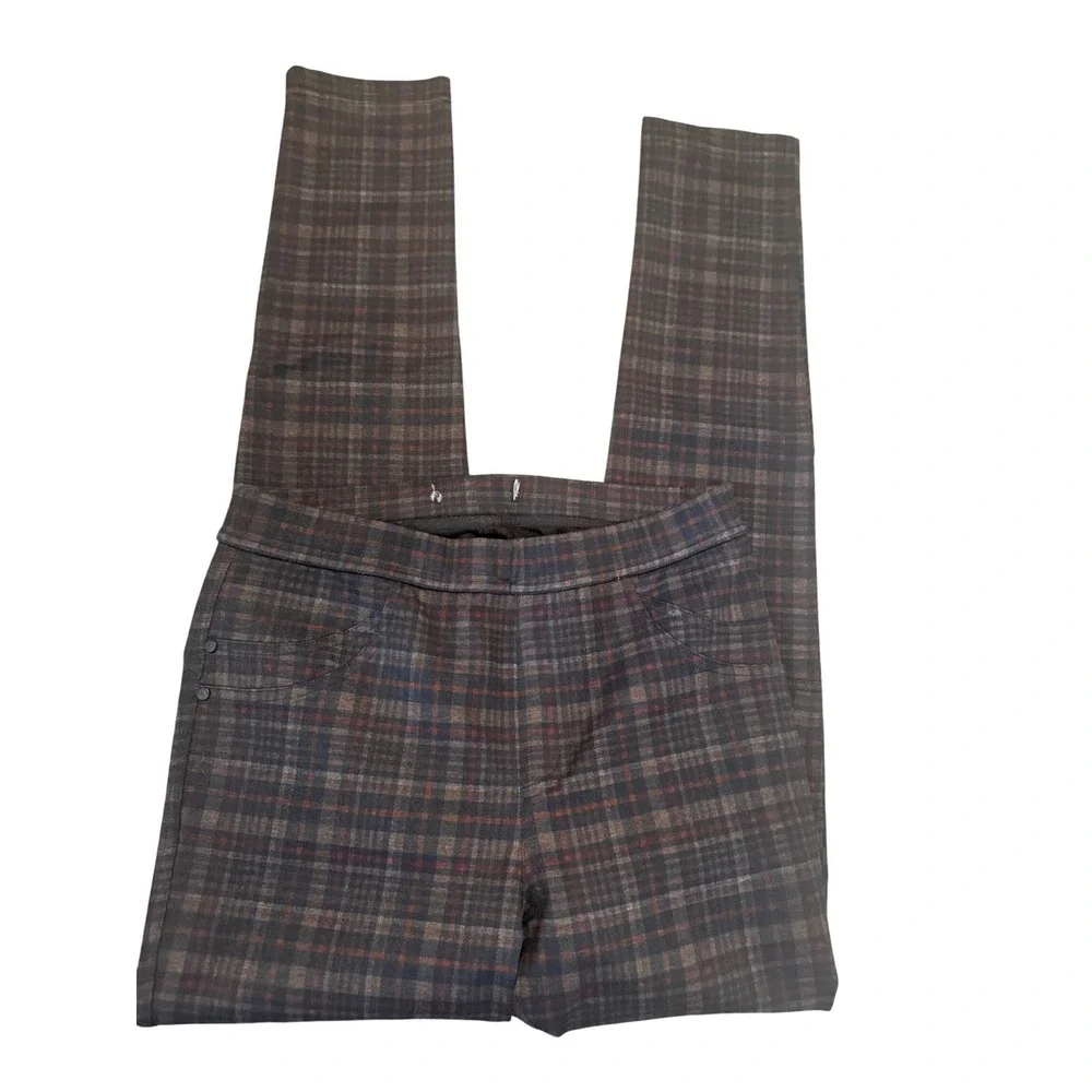 Sanctuary Plaid Stretch‎ Leggings Pants Women's Charcoal Red Blue Slim Fit
